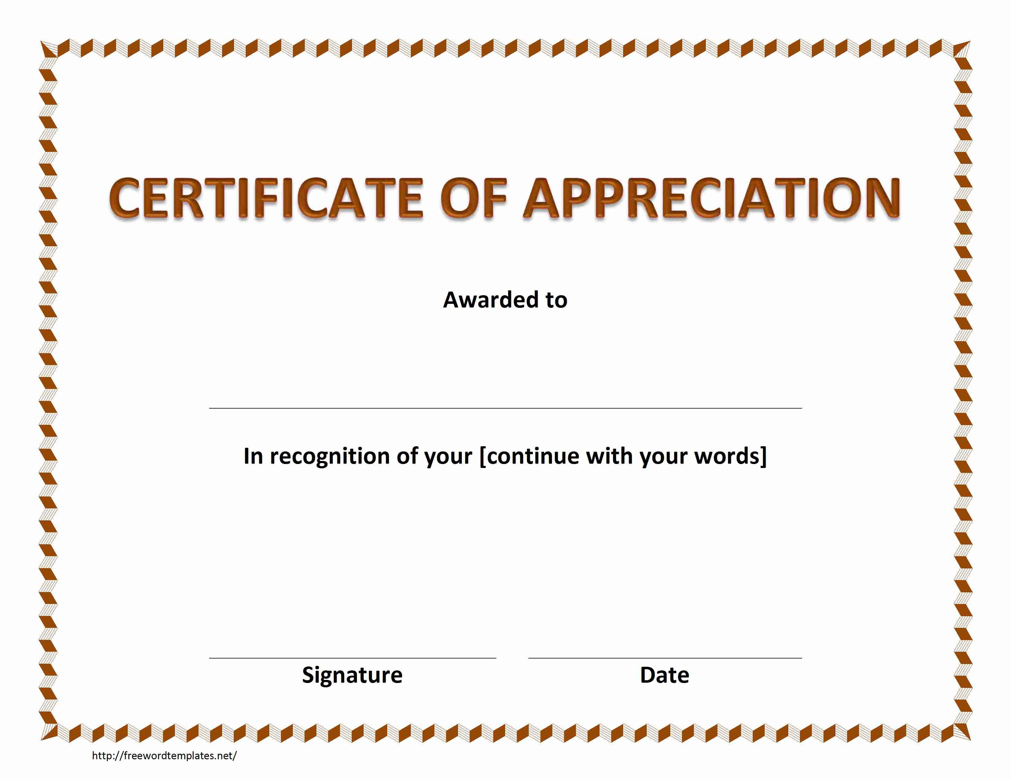 Certificate Of Recognition Template Certificate Of Appreciation
