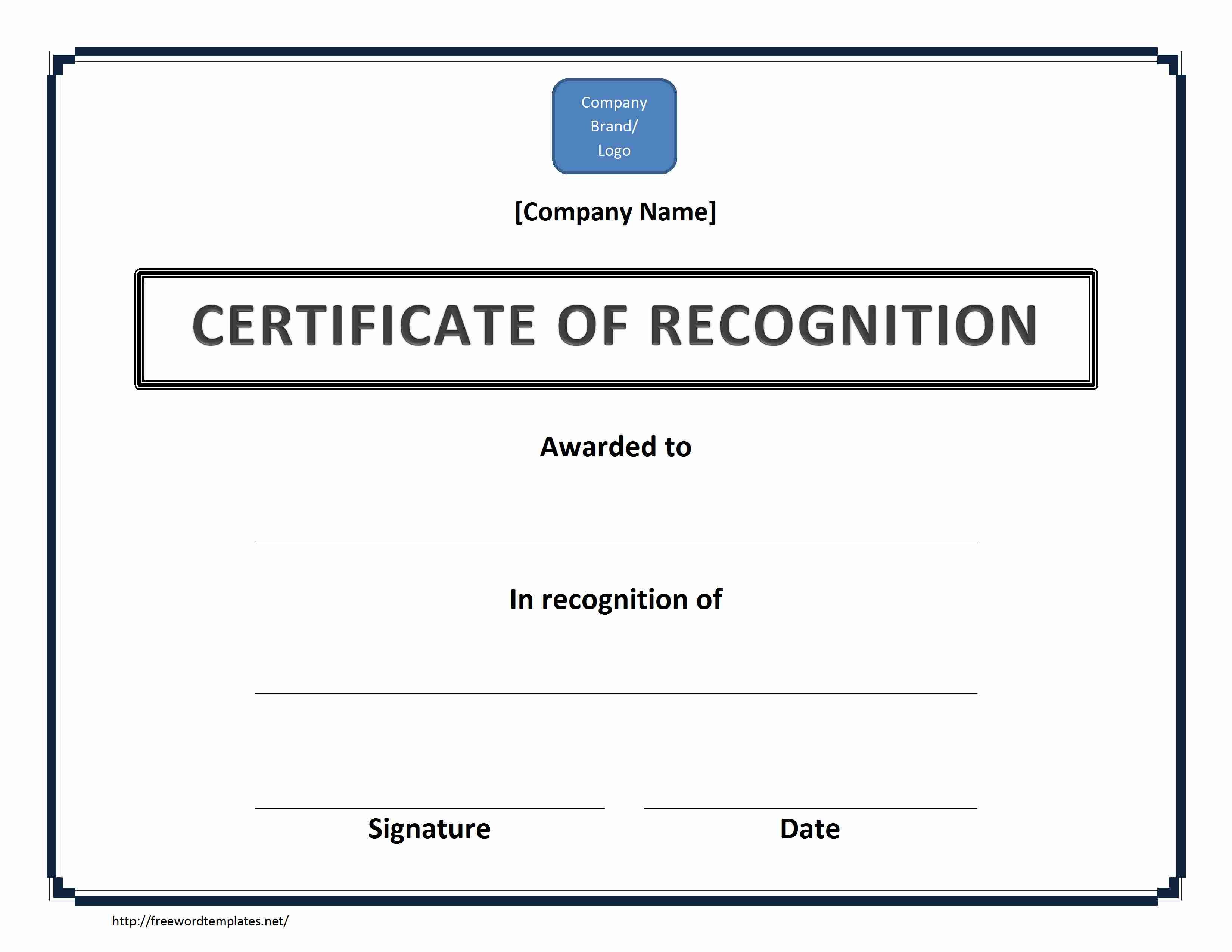 Certificate Of Recognition Template Certificate Of Recognition