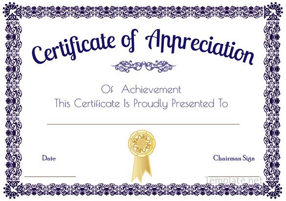 Certificate Of Recognition Template Certificate Template – 41 Free Printable Word Excel Pdf