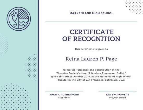 Certificate Of Recognition Template Customize 204 Recognition Certificate Templates Online