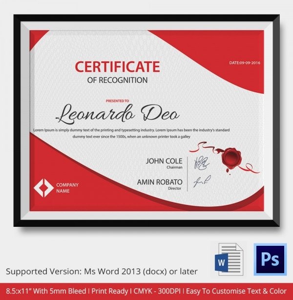 Certificate Of Recognition Template Word Word Certificate Template 31 Free Download Samples