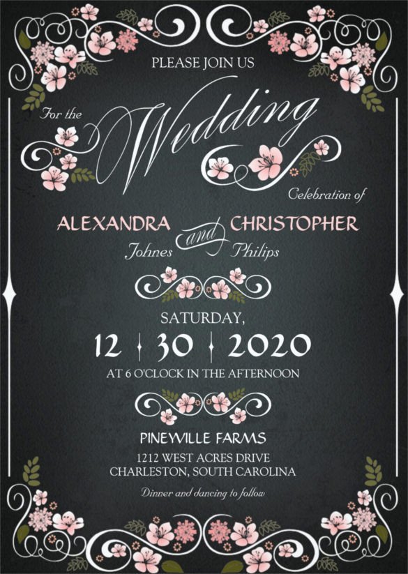 Chalkboard Invitation Template Free 26 Chalkboard Wedding Invitation Templates – Free Sample