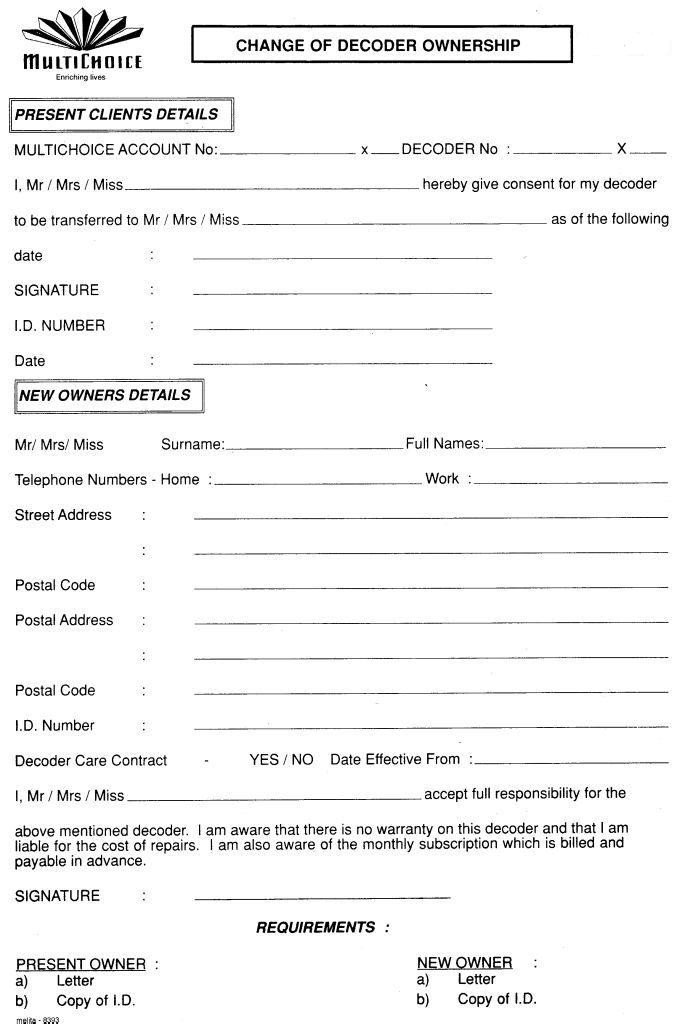 Change Of Ownership Letter forms