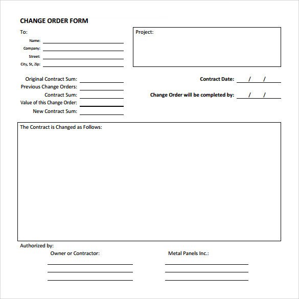 Change order forms Template 13 Change order Templates Ai Word