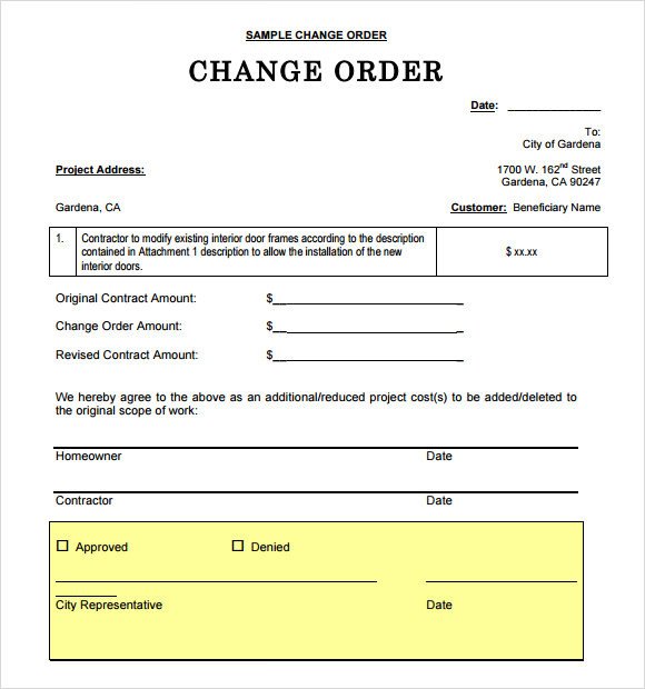 Change order forms Template Sample Change Request 7 Documents In Pdf Word