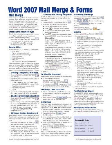 Cheat Sheet Template Word Bestseller Books Line Microsoft Word 2007 Mail Merge