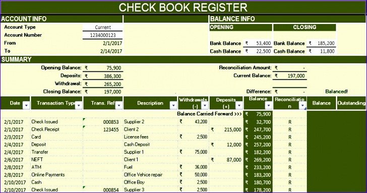 Check Register Template Excel 8 Checkbook Template Excel Exceltemplates Exceltemplates