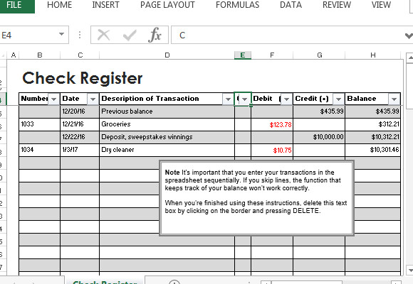Check Register Template Excel Check Register Template for Excel