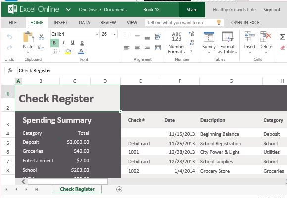 Check Register Template Excel Record Account Payments &amp; Deposits with Check Register