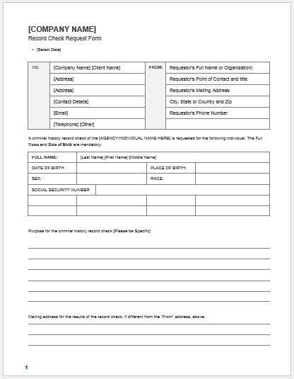 Check Request form Template Record Check Request form Template Ms Word