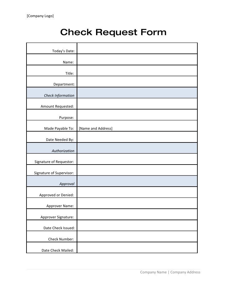 Check Request form Templates Check Request form