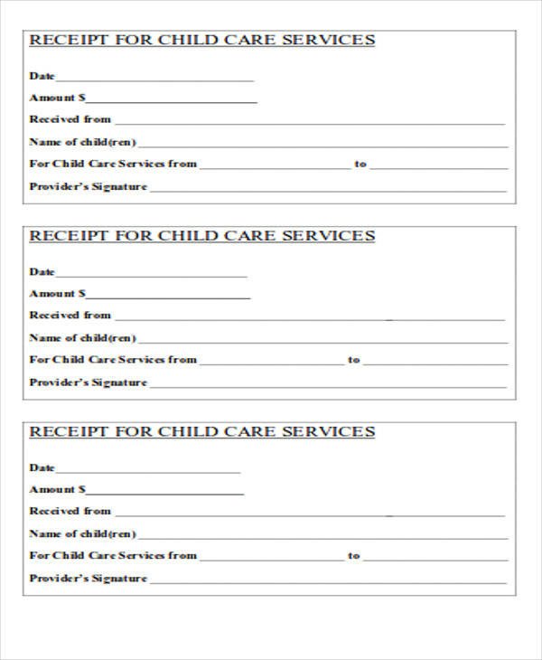 Child Care Receipt Template 39 Free Receipt forms