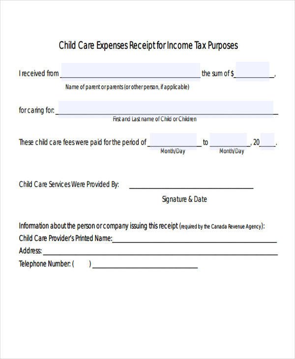 Child Care Receipt Template 4 Expense Receipt Templates Free Samples Examples