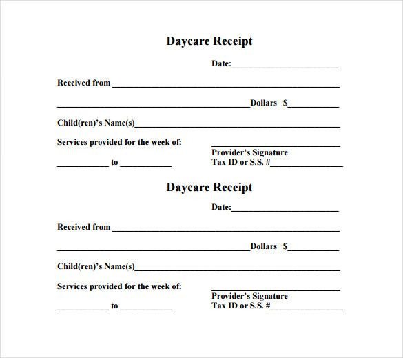 Child Care Receipt Template Daycare Receipt Template – 12 Free Word Excel Pdf