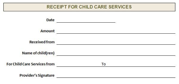 Child Care Receipt Template Weekly Receipts for Daycare Free Printables