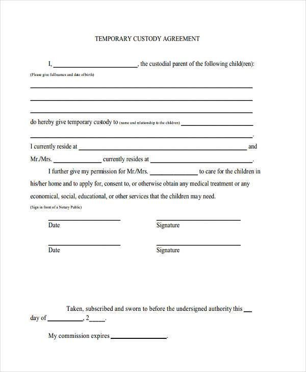 Child Custody Agreements Templates Sample Custody Agreement forms 8 Free Documents In Word