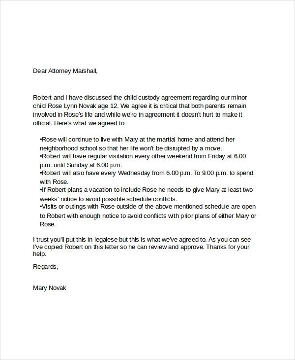 Child Custody Letter Template 15 Business Letters