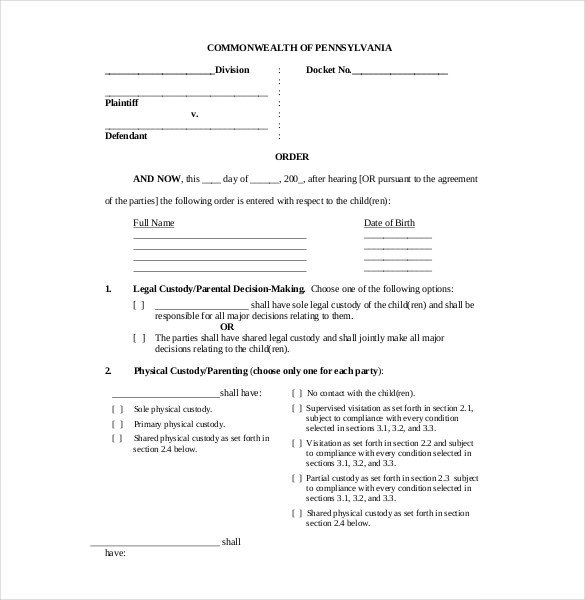 Child Relocation Agreement Template 11 Custody Agreement Templates – Free Sample Example