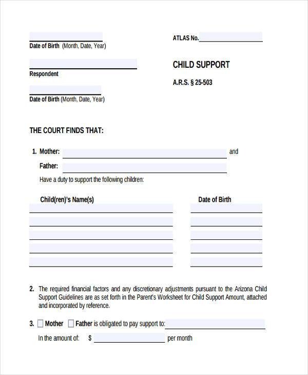 Child Support Agreement form 7 Child Support Agreement form Samples Free Sample