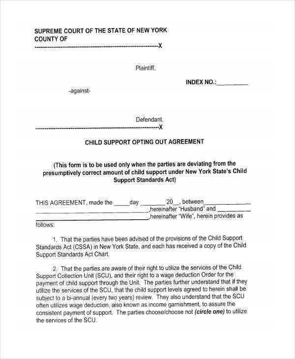 Child Support Agreement form Sample Child Support Agreement forms 8 Free Documents
