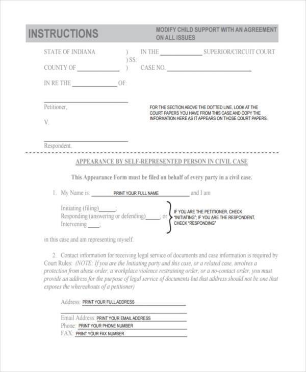 Child Support Agreement form Sample Child Support Agreement forms 8 Free Documents