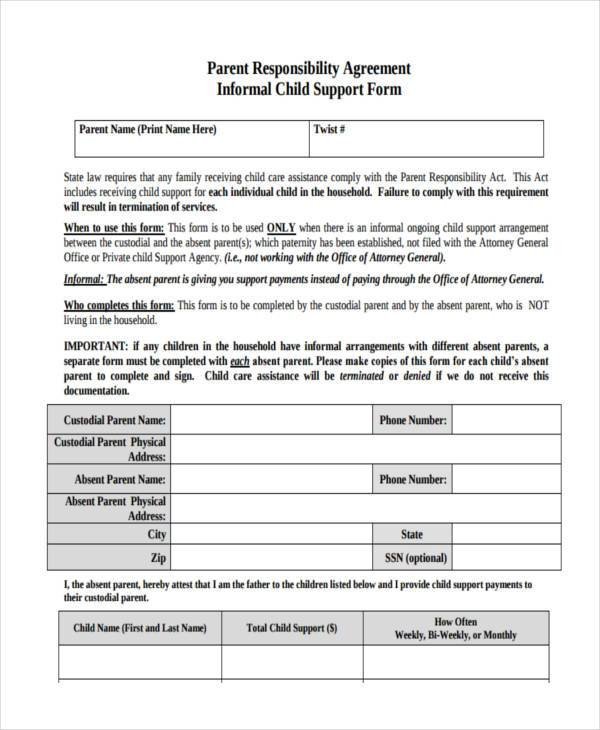 Child Support Agreement form Sample Child Support Agreement forms 8 Free Documents