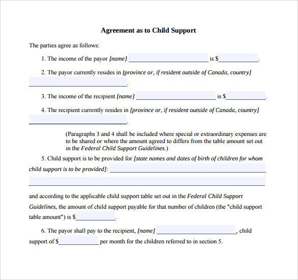 Child Support Agreement Letter 10 Sample Child Support Agreement Templates Pdf