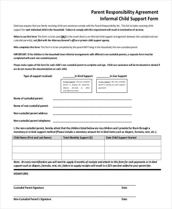 Child Support Agreement Sample 10 Child Support Agreement Templates Pdf Doc