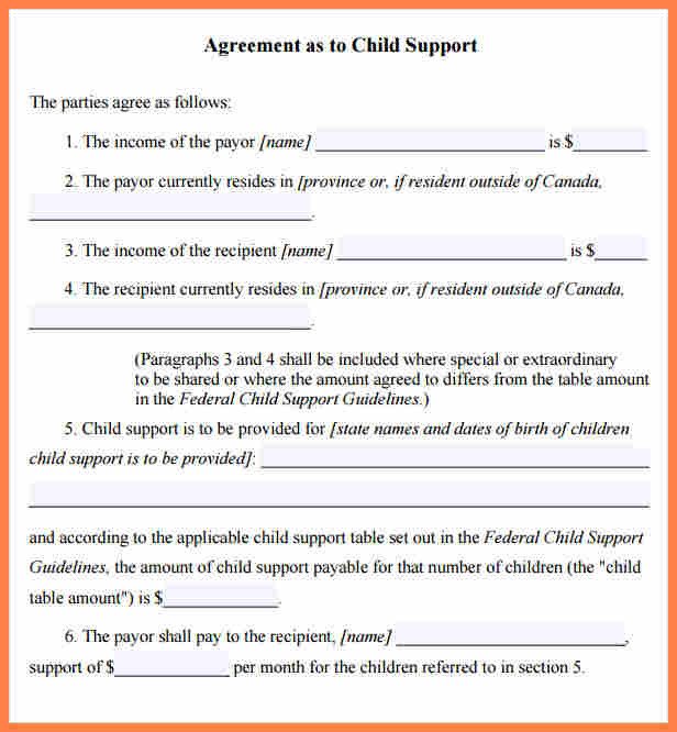 Child Support Agreement Sample 9 Sample Child Support Agreement Letter Template