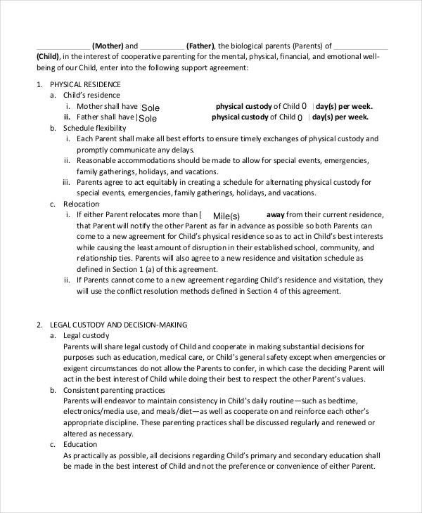 Child Support Agreement Template 10 Child Support Agreement Templates Pdf Doc