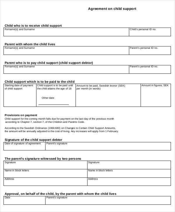 Child Support Agreement Template 10 Child Support Agreement Templates Pdf Doc