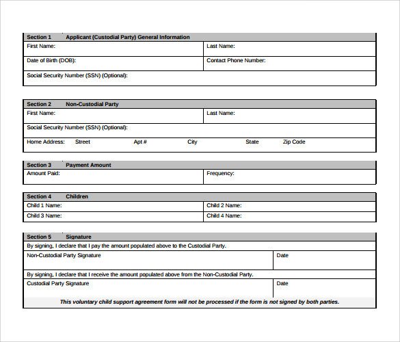 Child Support Agreement Template 10 Sample Child Support Agreement Templates Pdf