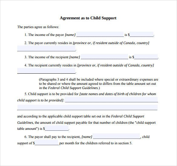Child Support Agreement Template 10 Sample Child Support Agreement Templates Pdf