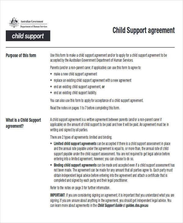 Child Support Agreement Template Agreement Examples