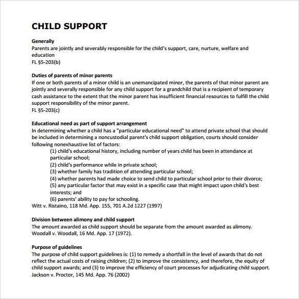 Child Support Agreement Template Sample Child Support Agreement 7 Example format