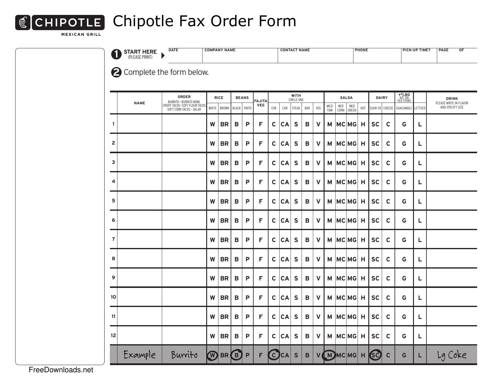 Chipotle Application Online form Download Chipotle Fax order form Pdf
