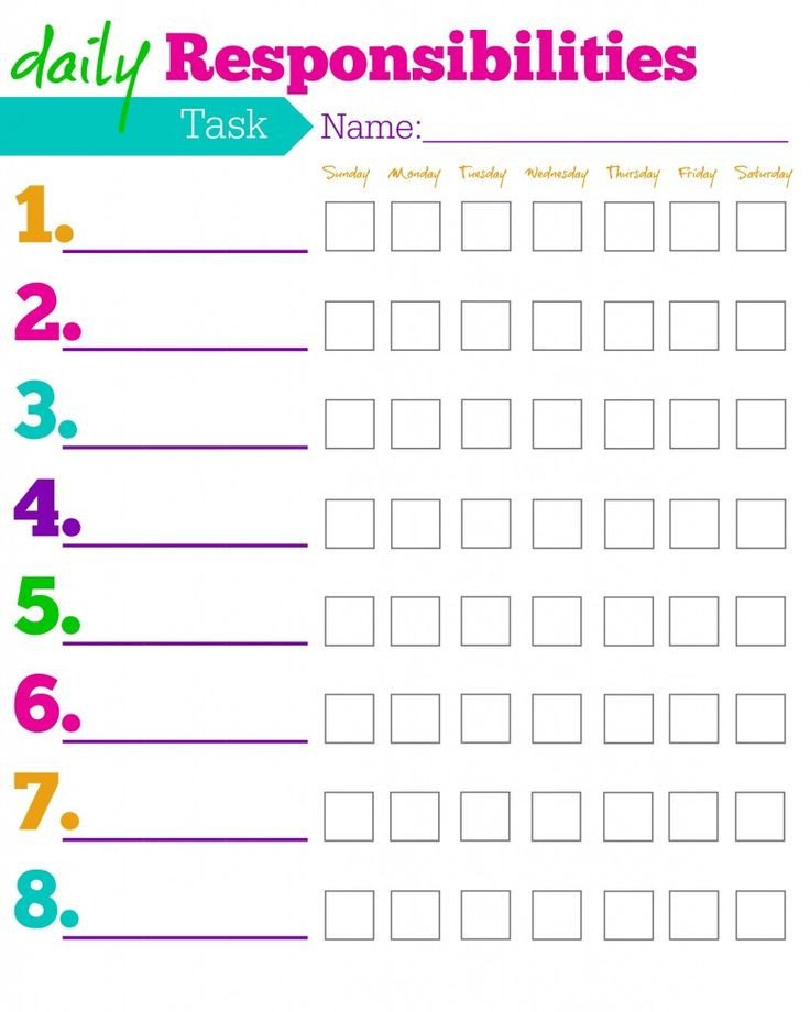 Chore Chart Templates Free Daily Responsibilities Chart for Kids Free Printable to