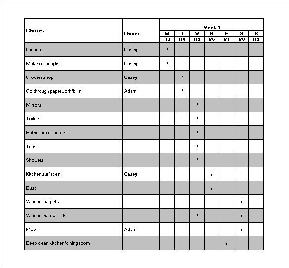 Chore Chart Templates Free Family Chore Chart Template – 13 Free Sample Example