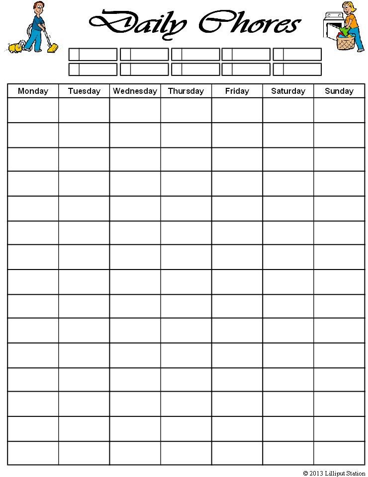Chore Chart Templates Free Lilliput Station Chore Charts for Families Free