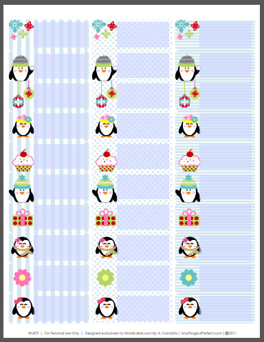 Christmas Address Labels Template Holiday Labels Set with Penguins by Anythingbutperfect