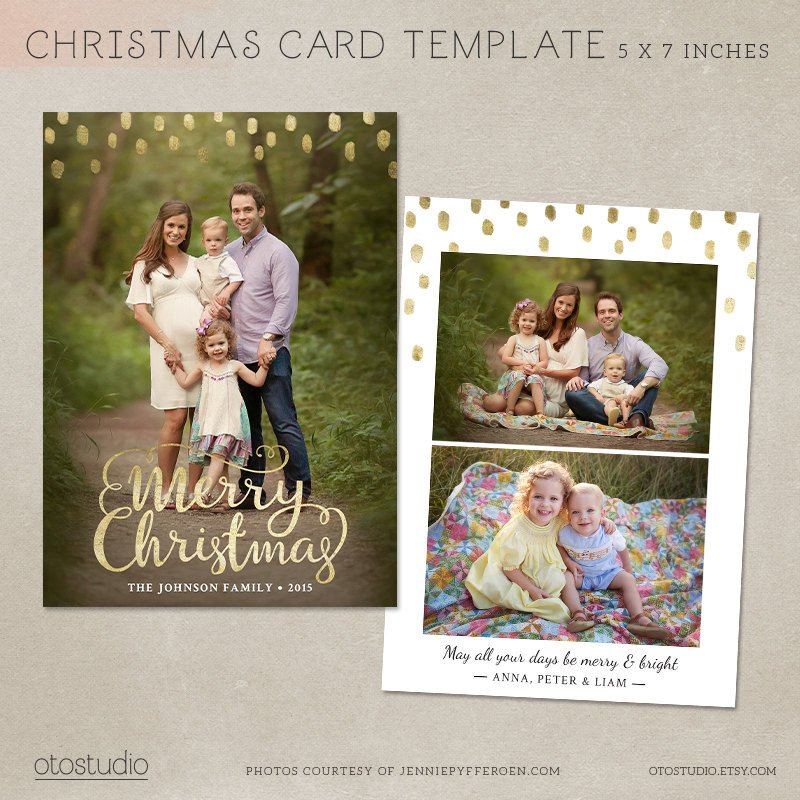 Christmas Card Template Photoshop Christmas Card Template Shop Template 5x7 Flat Card
