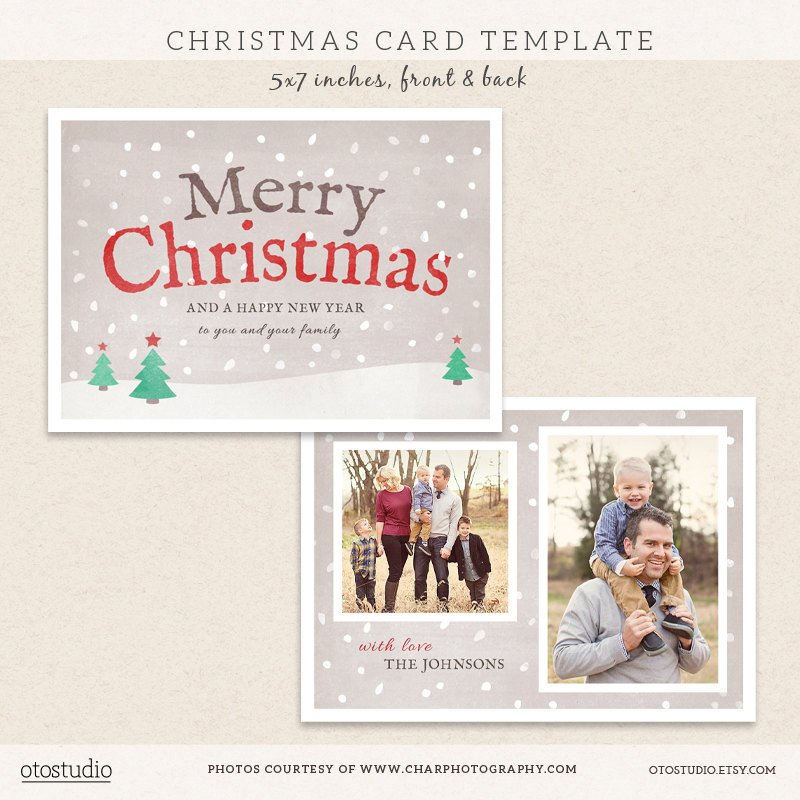 Christmas Card Template Photoshop Digital Shop Christmas Card Template for by Otostudio