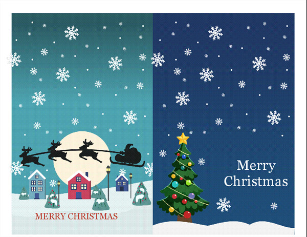 Christmas Card Template Word Holiday Note Cards Christmas Spirit Design 2 Per Page
