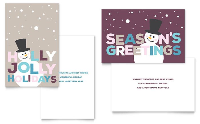 Christmas Card Template Word Jolly Holidays Greeting Card Template Design