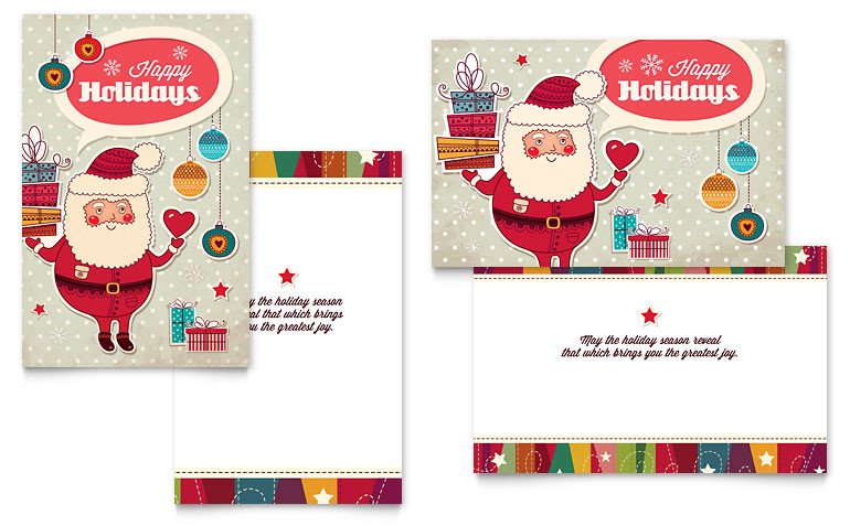 Christmas Card Template Word Retro Santa Greeting Card Template Word & Publisher