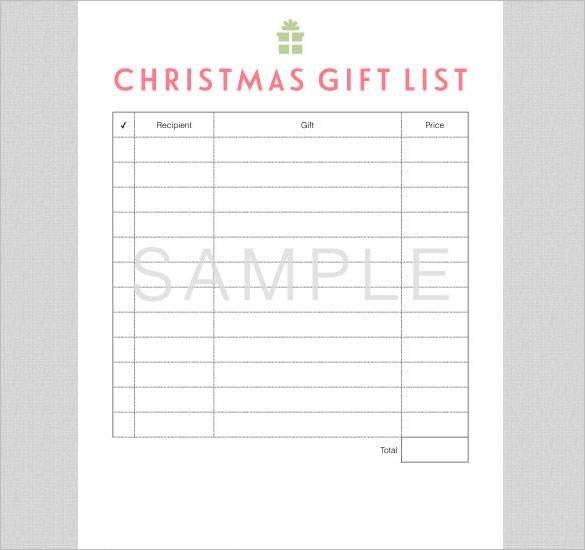 Christmas Gift List Template 24 Christmas Gift List Templates Free Printable Word