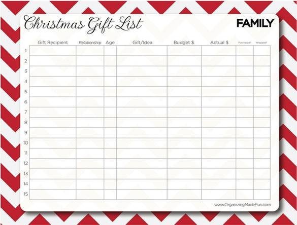 Christmas Gift List Template 24 Christmas Gift List Templates Free Printable Word