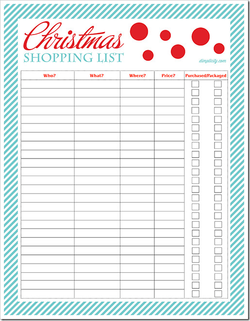 Christmas Gift List Template Christmas Shopping List On Pinterest