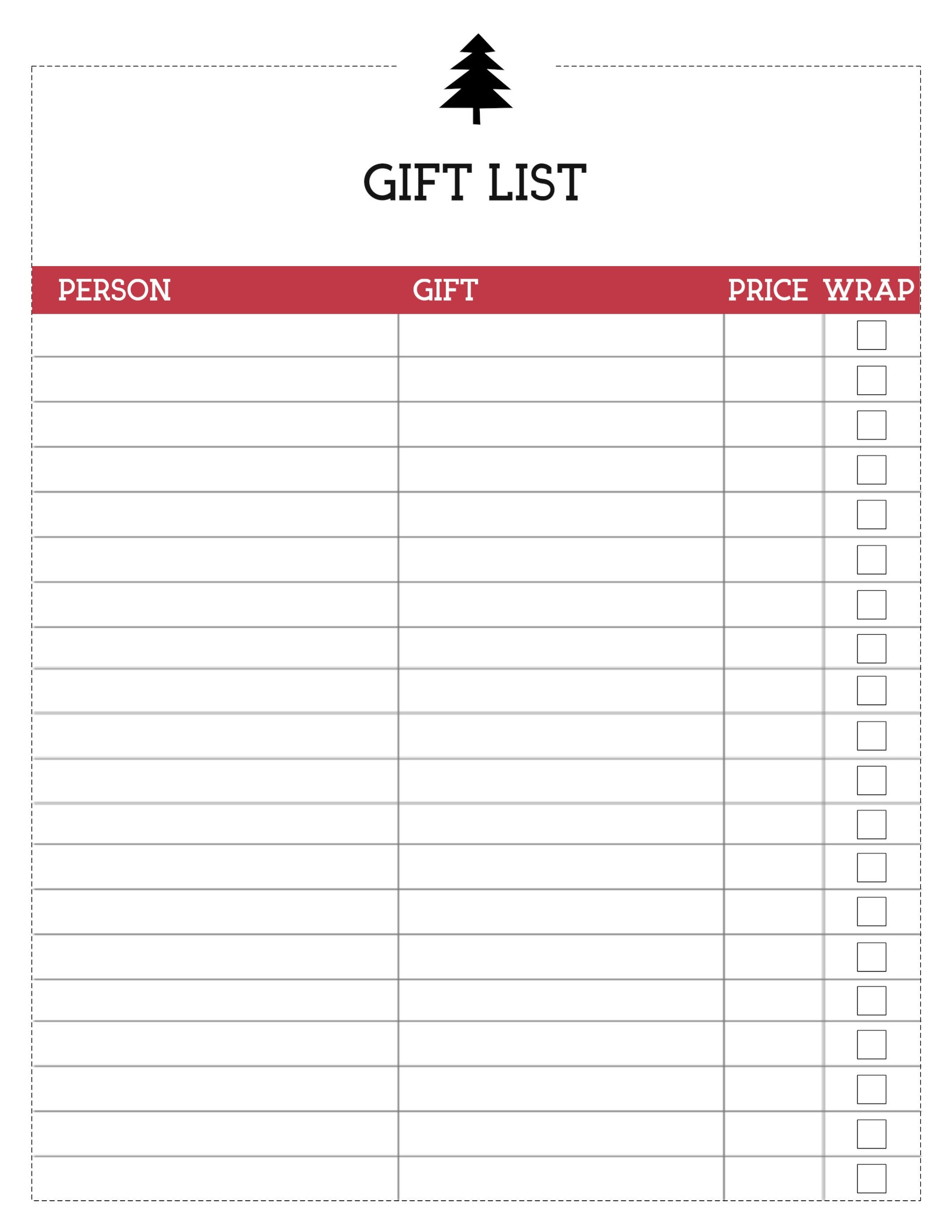 Christmas Gift List Template Free Printable Christmas List Template Gift List Paper