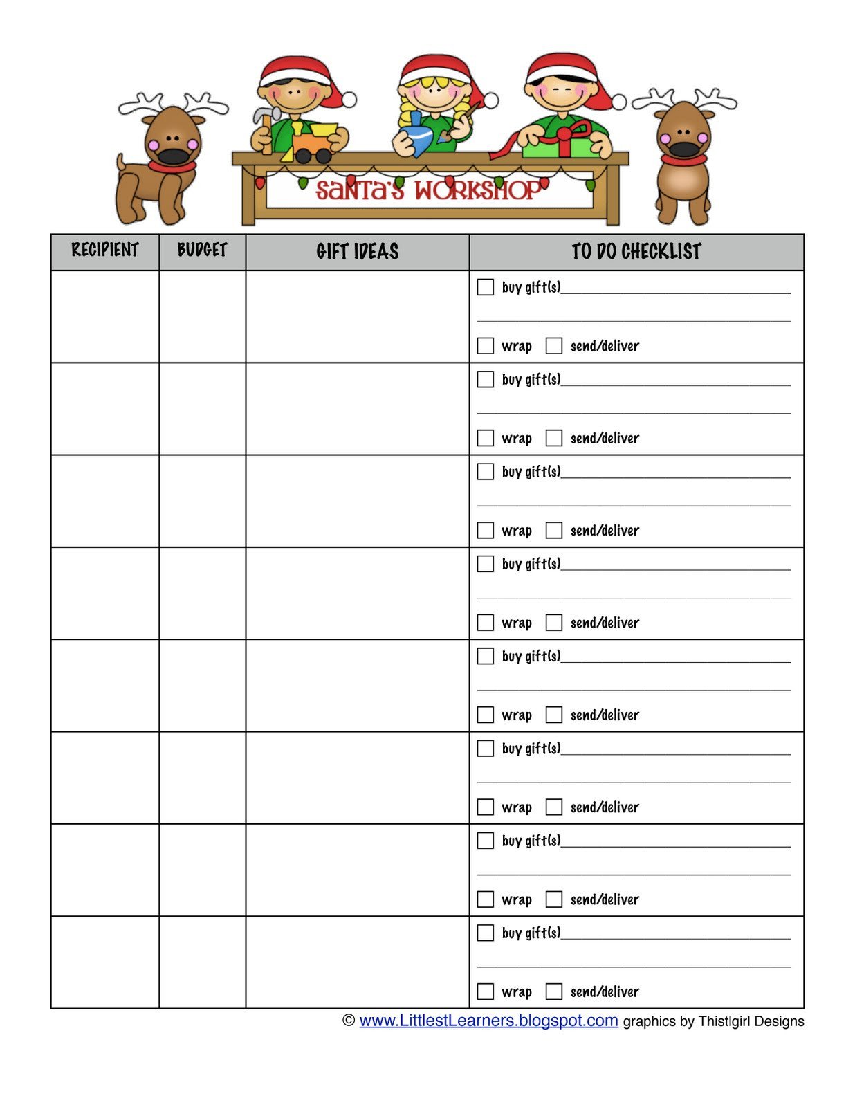 Christmas Gift List Template Littlest Learners Clutter Free Classroom Blog August 2010